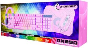 img 3 attached to 🎮 Pink Gaming Keyboard and Mouse Headset Headphones with Mouse Pad - 4in1 Edition Hornet RX-250: Wired LED RGB Backlight Bundle for Gamers, Xbox, PS4, PS5, Nintendo Switch Users