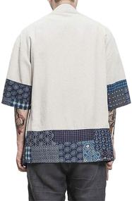 img 2 attached to 👘 Cotton Kimono Jackets Cardigan for Men's Sleep & Lounge - Perdontoo Clothing