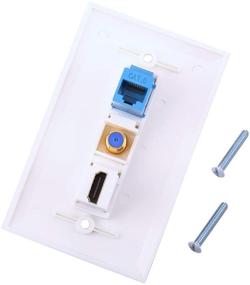 img 1 attached to 🔌 Igreely HDMI Coax Ethernet Wall Plate: Streamlined Connectivity with 1 Port HDMI, Coax, and CAT6 Keystone in White