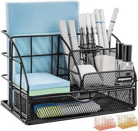 img 4 attached to 🖥️ AUPSEN Desk Organizers and Accessories - Enhanced Desktop Organizer with 6 Compartments + 1 Large Sliding Drawer for Home, Office, or School (Black)
