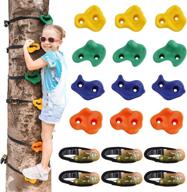 🧗 yoassi ninja tree rock climbing holds for children's climber, 12 holds & 6 sturdy ratchet straps - ideal for ninja warrior obstacle course training логотип