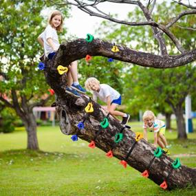 img 3 attached to 🧗 Yoassi Ninja Tree Rock Climbing Holds for Children's Climber, 12 Holds & 6 Sturdy Ratchet Straps - Ideal for Ninja Warrior Obstacle Course Training