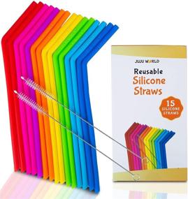 img 2 attached to 🥤 15 Pack of Flexible Reusable Silicone Straws for 30 and 20 oz Yeti Tumblers - Easy to Clean, BPA Free, No Rubber Taste - Includes 2 Cleaning Brushes - Optimal Value for Money