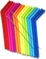 🥤 15 pack of flexible reusable silicone straws for 30 and 20 oz yeti tumblers - easy to clean, bpa free, no rubber taste - includes 2 cleaning brushes - optimal value for money logo