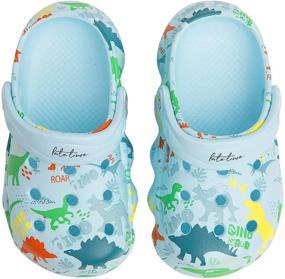 img 2 attached to 🦖 Mitchz Kids Dinosaur Clogs - Unisex Garden Beach Pool Slides Sandals Toddler Slippers Water Shoes