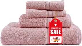img 4 attached to 🛀 Premium Blush Bathroom Towel Set - 4 Piece Soft Cotton Towels for Quick Dry and Extra Absorbency
