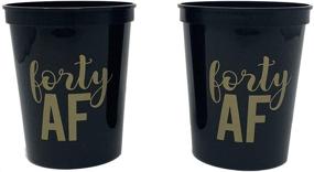 img 3 attached to 🎉 40 AF Birthday Cups - Set of 12 Black 16oz Stadium Cups, Perfect for Birthday Parties & Decorations