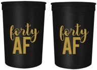 🎉 40 af birthday cups - set of 12 black 16oz stadium cups, perfect for birthday parties & decorations logo