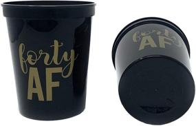 img 2 attached to 🎉 40 AF Birthday Cups - Set of 12 Black 16oz Stadium Cups, Perfect for Birthday Parties & Decorations