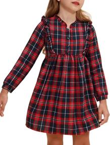 img 4 attached to 👗 Girls' Cotton Christmas Winter Sleeve Clothing for Dresses