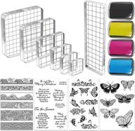 🎨 cooyeah 15 pieces acrylic stamp blocks tools set: clear blocks, silicone stamps, ink pads - perfect for diy crafts and scrapbooking logo