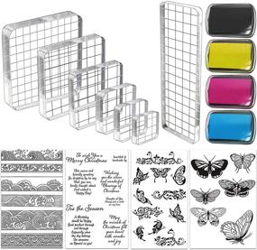 img 4 attached to 🎨 Cooyeah 15 Pieces Acrylic Stamp Blocks Tools Set: Clear Blocks, Silicone Stamps, Ink Pads - Perfect for DIY Crafts and Scrapbooking