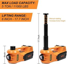 img 3 attached to 🚗 BEETRO 3 in 1 Electric Hydraulic Car Jack with Tire Inflator Pump, 5T (11000 lbs) Floor Jack, DC 12V Emergency Car Jack for Tire Change, Lifting Range 6-17.7 inch