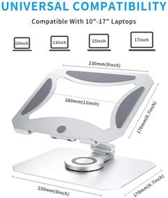 img 2 attached to 🖥️ Универсальная стойка для ноутбука с возможностью поворота на 360°, складывающаяся - эргономичный дизайн, выдвижное охлаждение башней, универсальные угловые регулировки размера - совместима с Dell, HP, MacBook - цвет: серебро.