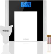 📏 tenergy high precision digital bathroom scale with step-on technology, tempered glass platform, backlit lcd display, 400-pound capacity - includes body measuring tape & batteries logo