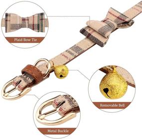 img 2 attached to Stylish 3 PCS Dog Collars Set with Leash, Bow Tie, Bandana, and Bell for Small Dogs, Puppies, and Cats (Beige)