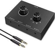 🎧 4 way 3.5mm stereo audio switch: manual selector splitter box for audio sharing logo