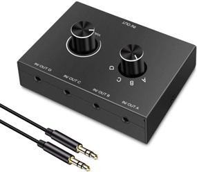 img 4 attached to 🎧 4 Way 3.5mm Stereo Audio Switch: Manual Selector Splitter Box for Audio Sharing