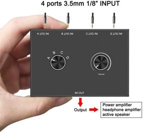 img 1 attached to 🎧 4 Way 3.5mm Stereo Audio Switch: Manual Selector Splitter Box for Audio Sharing