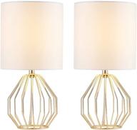 💡 modern gold bedside lamp set with hollowed out design - cotulin table lamp, metal base, white fabric shade for living room & bedroom (set of 2) логотип