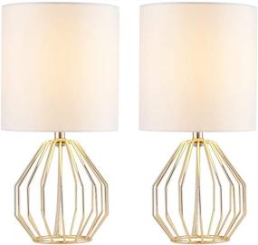 img 4 attached to 💡 Modern Gold Bedside Lamp Set with Hollowed Out Design - COTULIN Table Lamp, Metal Base, White Fabric Shade for Living Room & Bedroom (Set of 2)