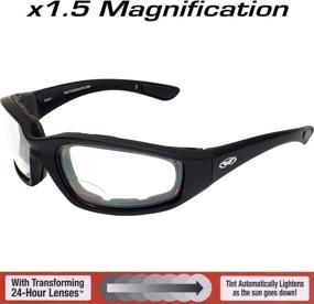 img 3 attached to 🕶️ Global Vision Kickback Z: Clear to Smoke Bifocal Padded Riding Glasses with ANSI Z87.1 Rated Photochromic Lens (+1.5 bifocal)