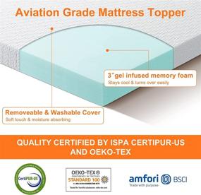 img 3 attached to 🛏️ Queen Size Cooling Gel Memory Foam Mattress Topper - Relieving Back Pain, Soft & Breathable Bed Topper with Removable Bamboo Cover