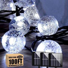 img 4 attached to 🌞 Solar String Lights 108ft 180 LED Crystal Ball Lights – Waterproof Fairy Lights for Outdoor Garden, Christmas Party Decoration – 8 Modes (White)