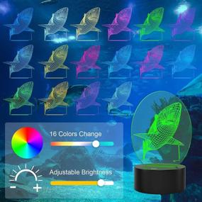 img 3 attached to 🦈 3D Shark Optical Illusion Lamp - 16 Color Changing Night Light for Kids with Remote Control - Bedroom, Desk, Atmosphere Bulbing - Perfect Kid's Gift