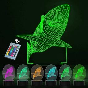 img 4 attached to 🦈 3D Shark Optical Illusion Lamp - 16 Color Changing Night Light for Kids with Remote Control - Bedroom, Desk, Atmosphere Bulbing - Perfect Kid's Gift