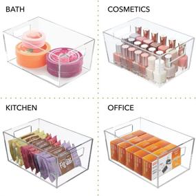 img 2 attached to 🗄️ mDesign Clear Makeup Organizer Bin - 2 Pack for Bathroom Vanity, Countertops, Drawers - Ideal for Beauty Blenders, Eyeshadow Palettes, Lipsticks, & Brushes with Handles