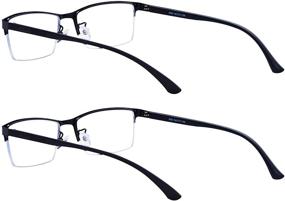 img 3 attached to 👓 ALWAYSUV Men Reading Glasses - Blue Light Blocking Computer Glasses, 2 Pack TR90 Half Frame, Black, Transparent Lens