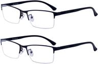 👓 alwaysuv men reading glasses - blue light blocking computer glasses, 2 pack tr90 half frame, black, transparent lens logo