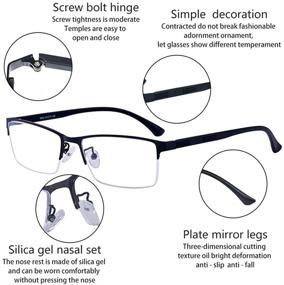 img 1 attached to 👓 ALWAYSUV Men Reading Glasses - Blue Light Blocking Computer Glasses, 2 Pack TR90 Half Frame, Black, Transparent Lens