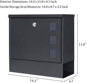 img 3 attached to 📬 Secure & Spacious Wall Mounted Locking Mailbox - Jssmst Vertical Mailbox with Key Lock, Large Capacity, Black, 14.3 x 4.1 x 11.8 Inch