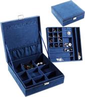 💍 pengke jewelry box for women - 36 grid necklace and jewelry organizer with lock, blue (pack of 1) logo