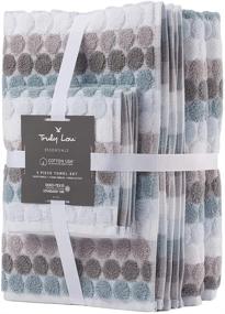 img 3 attached to Truly Lou 100% Cotton Bathroom Towel Set - 6 Piece Set with 2 Bath Towels, 2 Hand Towels, 2 Washcloths - Decorative Striped Blue Pattern - Highly Absorbent, Fast Drying - Spa Blue