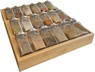 🎍 simhoo bamboo spice rack - in-drawer cabinet organizer tray with 18 bottle holder - 3-tier insert for kitchen spice storage logo