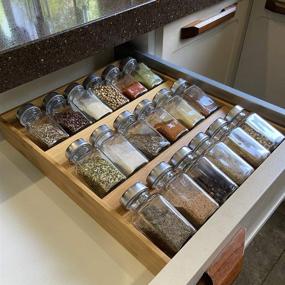 img 3 attached to 🎍 Simhoo Bamboo Spice Rack - In-Drawer Cabinet Organizer Tray with 18 Bottle Holder - 3-Tier Insert for Kitchen Spice Storage