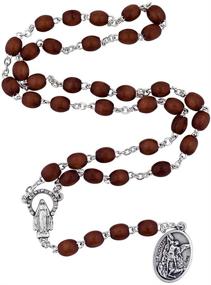 img 2 attached to VILLAGE GIFT IMPORTERS St. Michael Chaplet | Premium Wooden Brown Bead Rosary Necklace | Saint Medal Set with Elegant Case and Picture | Exquisite Christian Jewelry