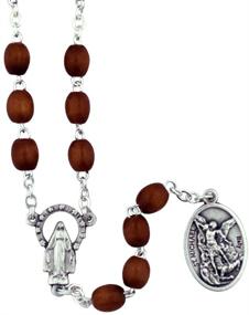 img 3 attached to VILLAGE GIFT IMPORTERS St. Michael Chaplet | Premium Wooden Brown Bead Rosary Necklace | Saint Medal Set with Elegant Case and Picture | Exquisite Christian Jewelry