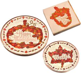 img 2 attached to 🍂 Thanksgiving Dinnerware Set for 24 Guests - Disposable Paper Plates and Napkins with Pumpkin Theme - Happy Thanksgiving Autumn Tableware - Elegant Gold Foil Fall Design - Party Supplies