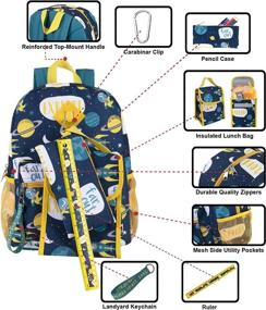 img 3 attached to Versatile Boys Backpack for Lunch, Pencil and Accessories: Get Organized!