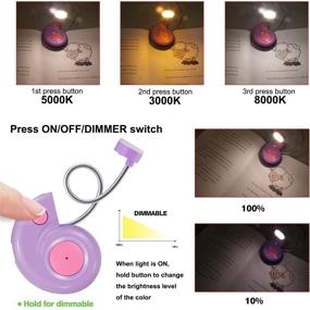 img 2 attached to 📚 USB Rechargeable Book Light - HONGUT LED Reading Light for Books in Bed, 3 Brightness Levels, Dimmable, Perfect for Kids, Bookworms, and Travel - Violet