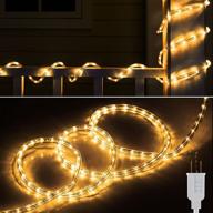 🌟 enhance your outdoor space with 50 ft led rope lights - waterproof string lights for roof tree bedroom balcony stair deck railing christmas decoration - warm white glow! logo