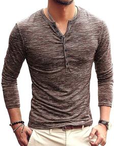 img 4 attached to MLANM Casual Henley Sleeve T Shirt