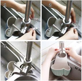 img 1 attached to 💧 Hanleydepot Sink Caddy: Convenient Hanging Organizer for Sponge, Brush, Soap, and Towel in Blue - Keep Your Kitchen Sink Tidy