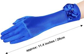 img 2 attached to BABEYOND Satin Princess Dress Up Gloves for Girls - Wedding Bow Party Gloves for Toddlers