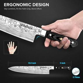 img 2 attached to 🔪 MOSFiATA 10 Inch Chef Knife - Super Sharp Professional Kitchen Knife with Finger Guard in Gift Box, German High Carbon Stainless Steel EN.4116 Cooking Knife with Micarta Handle