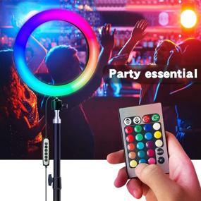 img 3 attached to 10 Inch RGB Selfie Ring Light with Stand: Remote Control LED Circle Lamp with Tripod & Phone Holder for Video & Photography Lighting, iPhone Filming & Live Streaming on YouTube, TIK Tok